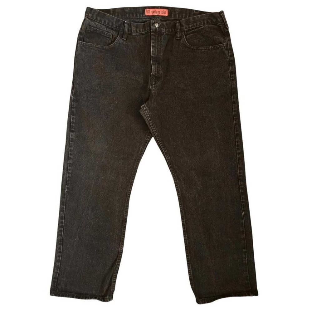Lee Dungarees Vintage Slim Straight Leg Jeans Distressed Faded Black Denim 42x30 - Picture 3 of 8